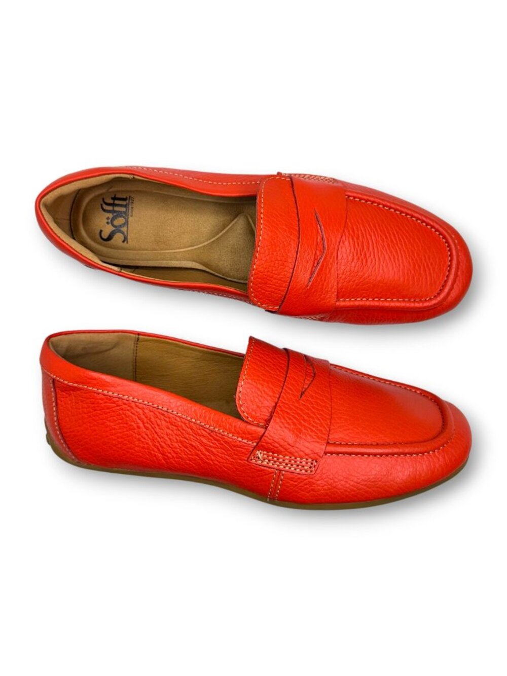 Söfft Women's Allie Leather Penny Loafer Size 6.5 Red Coral Comfort Flats
